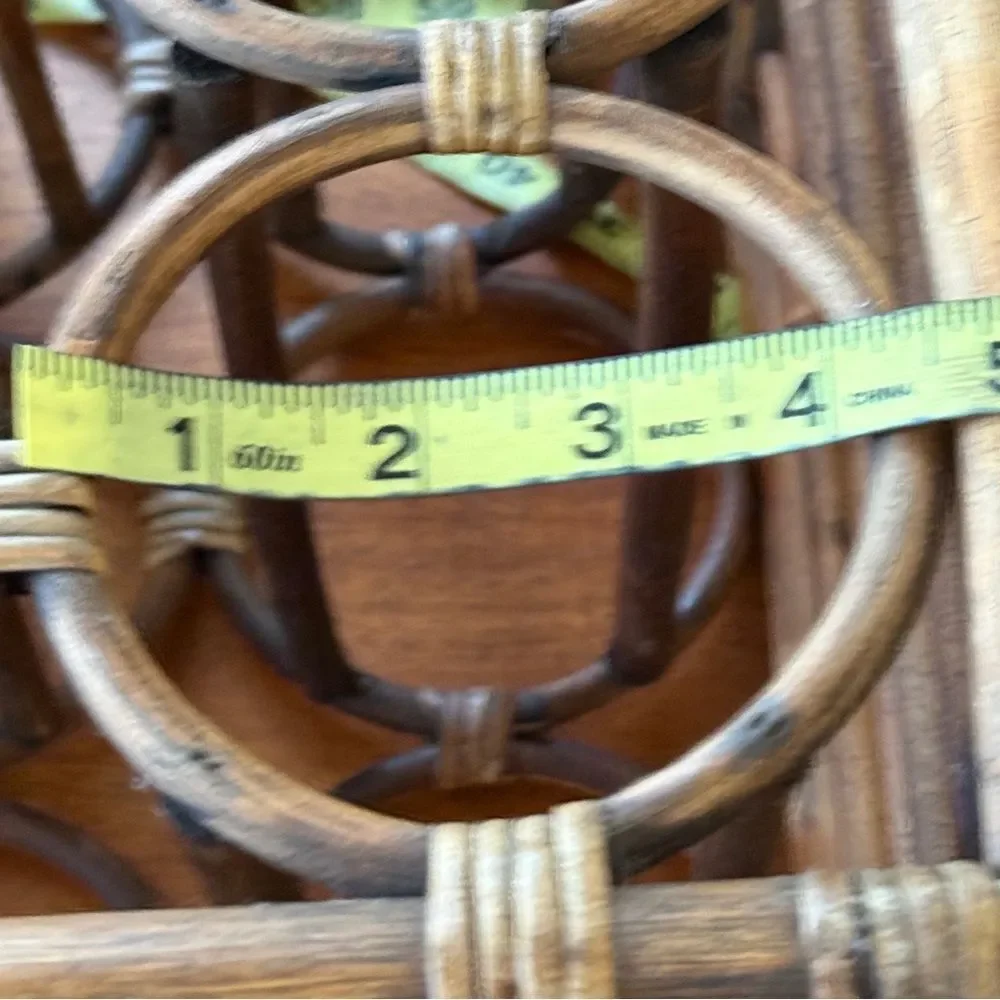 Vintage 70’s Bamboo and Rattan 6 bottle Freestanding Wine Rack